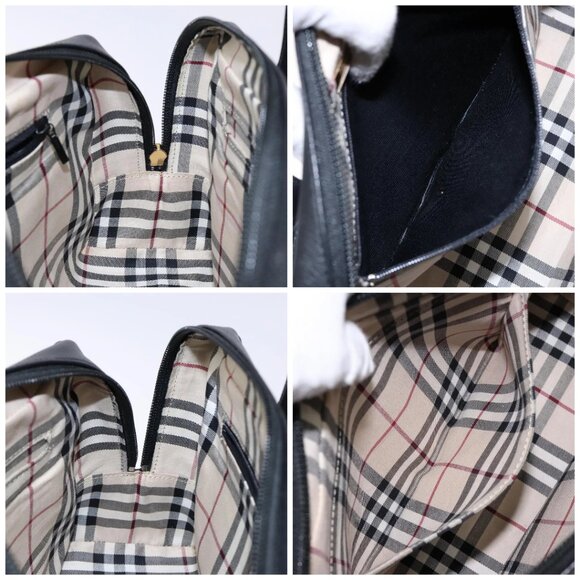 BURBERRY Hand Bag Leather Black Gold Auth - Picture 15 of 16